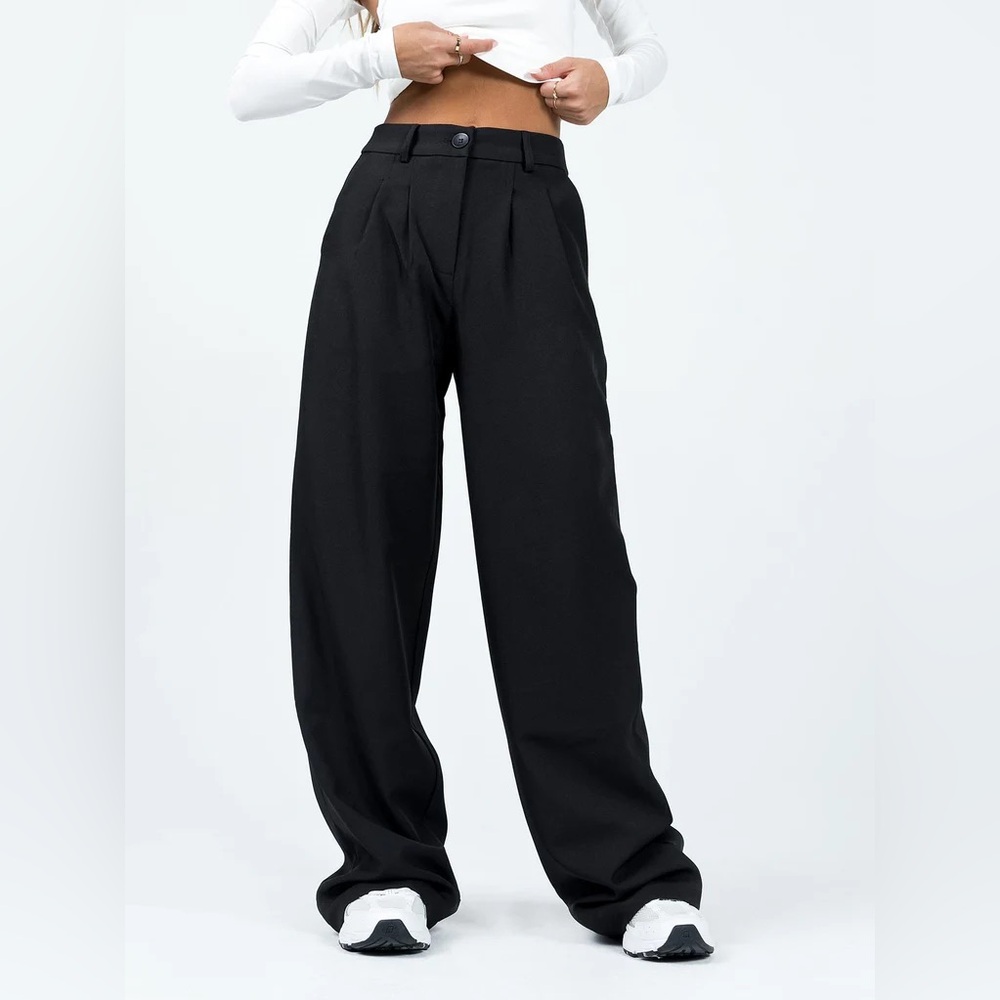 Princess Polly Black Wide Leg High-Rise Pants